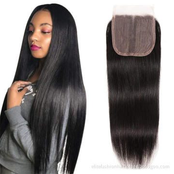 100% Unprocessed Virgin Brazilian Human Hair Free Part Lace Closure Straight Lace Closure 4x4 Free Part Swiss Lace Closure
